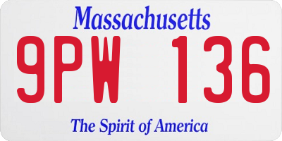 MA license plate 9PW136
