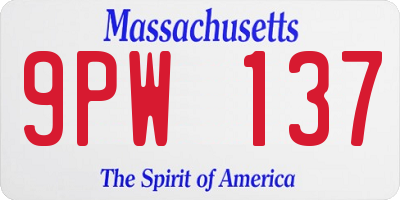 MA license plate 9PW137