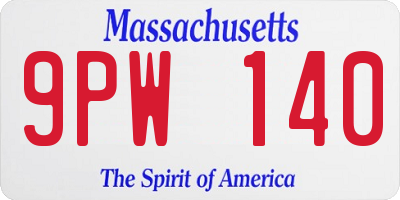 MA license plate 9PW140