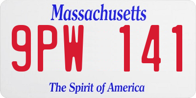 MA license plate 9PW141