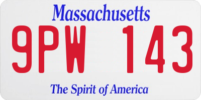 MA license plate 9PW143