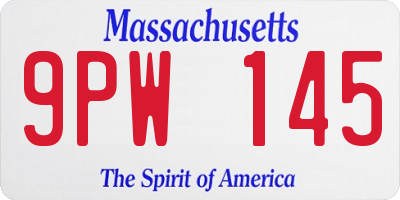 MA license plate 9PW145