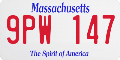 MA license plate 9PW147