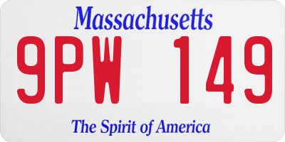 MA license plate 9PW149