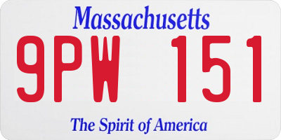 MA license plate 9PW151