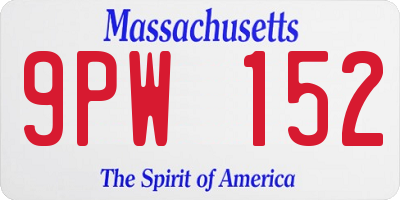 MA license plate 9PW152