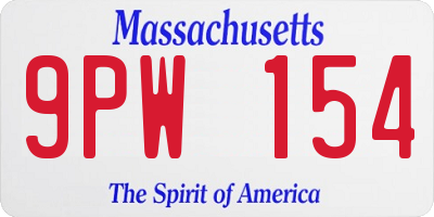 MA license plate 9PW154