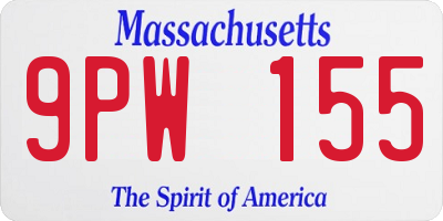 MA license plate 9PW155