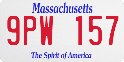 MA license plate 9PW157