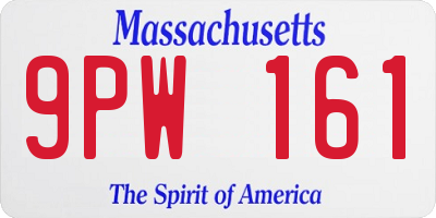 MA license plate 9PW161