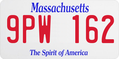 MA license plate 9PW162