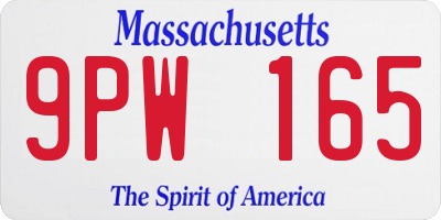 MA license plate 9PW165