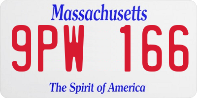 MA license plate 9PW166
