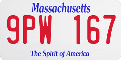 MA license plate 9PW167