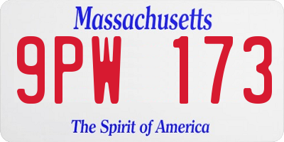 MA license plate 9PW173