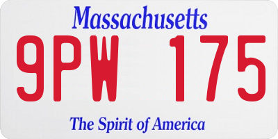 MA license plate 9PW175