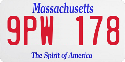 MA license plate 9PW178