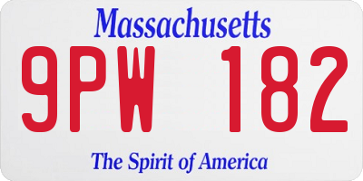 MA license plate 9PW182