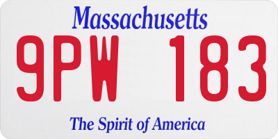 MA license plate 9PW183
