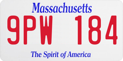 MA license plate 9PW184