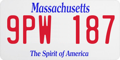 MA license plate 9PW187
