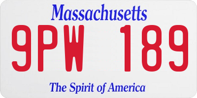 MA license plate 9PW189