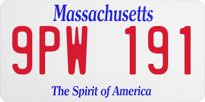 MA license plate 9PW191