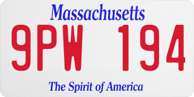 MA license plate 9PW194