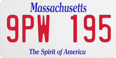 MA license plate 9PW195