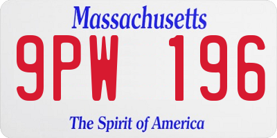 MA license plate 9PW196