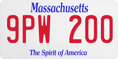 MA license plate 9PW200