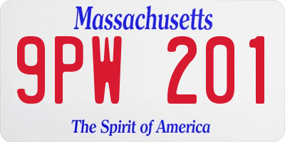 MA license plate 9PW201