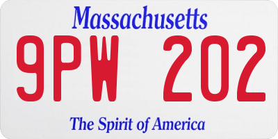 MA license plate 9PW202