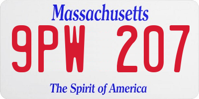 MA license plate 9PW207