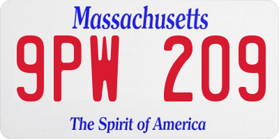 MA license plate 9PW209