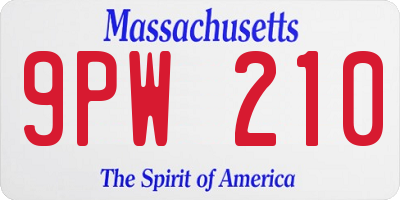 MA license plate 9PW210