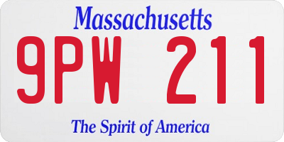 MA license plate 9PW211