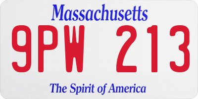 MA license plate 9PW213