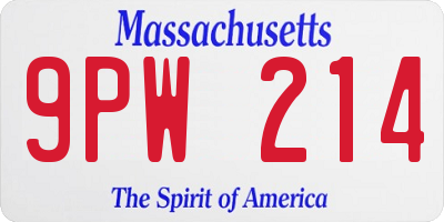 MA license plate 9PW214