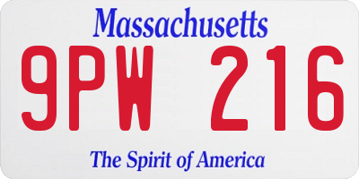 MA license plate 9PW216