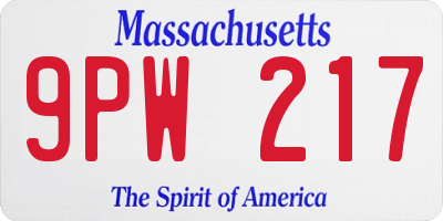 MA license plate 9PW217