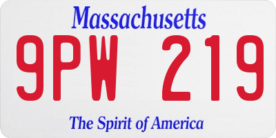 MA license plate 9PW219