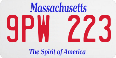 MA license plate 9PW223