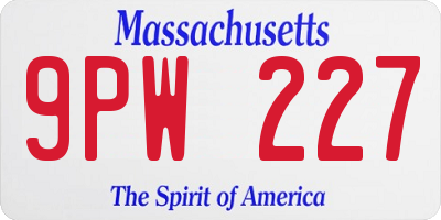MA license plate 9PW227