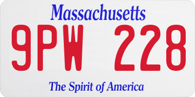 MA license plate 9PW228