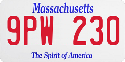 MA license plate 9PW230