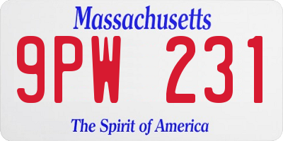 MA license plate 9PW231
