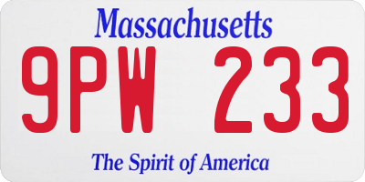 MA license plate 9PW233