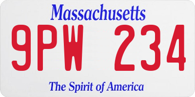 MA license plate 9PW234