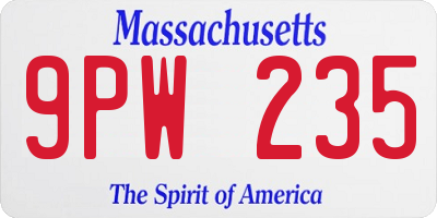 MA license plate 9PW235